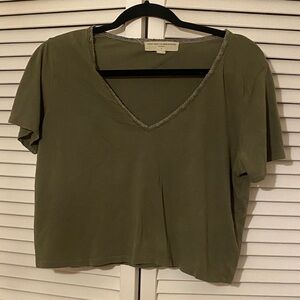 Project Social T Olive V-Neck Crop Top